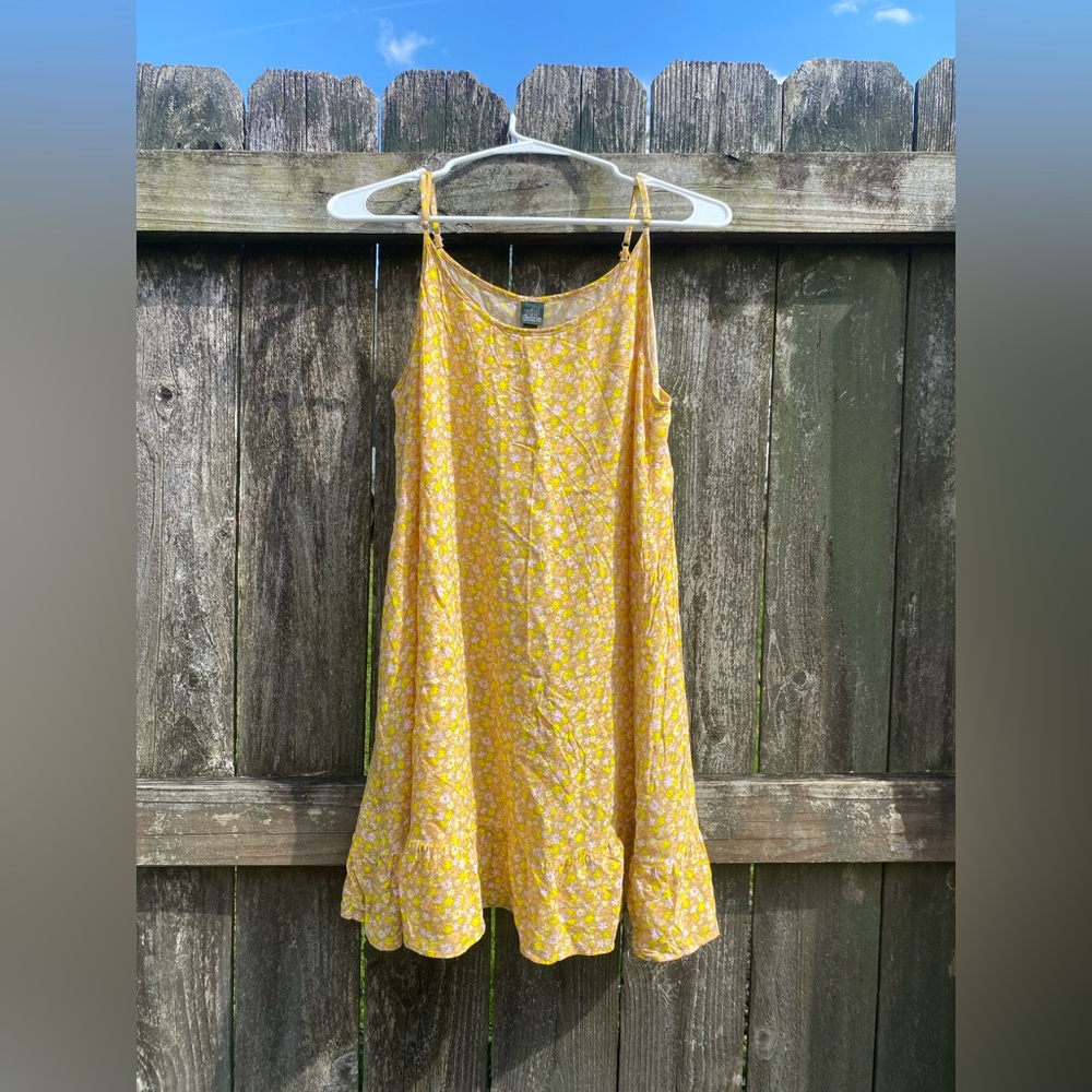 Yellow and pink floral summer dress